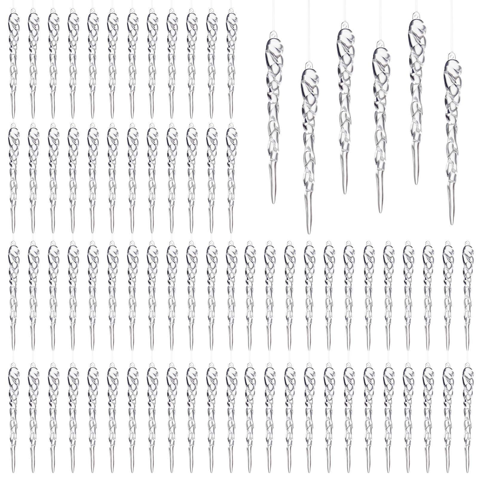 50 Pieces Xmas Icicle Ornaments Christmas Tree Pendant Hanging Twisted Icicle Decorations DIY Winter Wonderland Holiday New Year Party Snow Theme Decoration