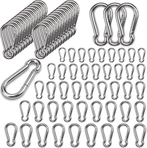 YEAZHEN Spring Snap Hook Carabiner, Small Carabiner Clip, Heavy Duty Galvanized Steel Spring Clip, Quick Link Key Chain for Camping Hiking Traveling