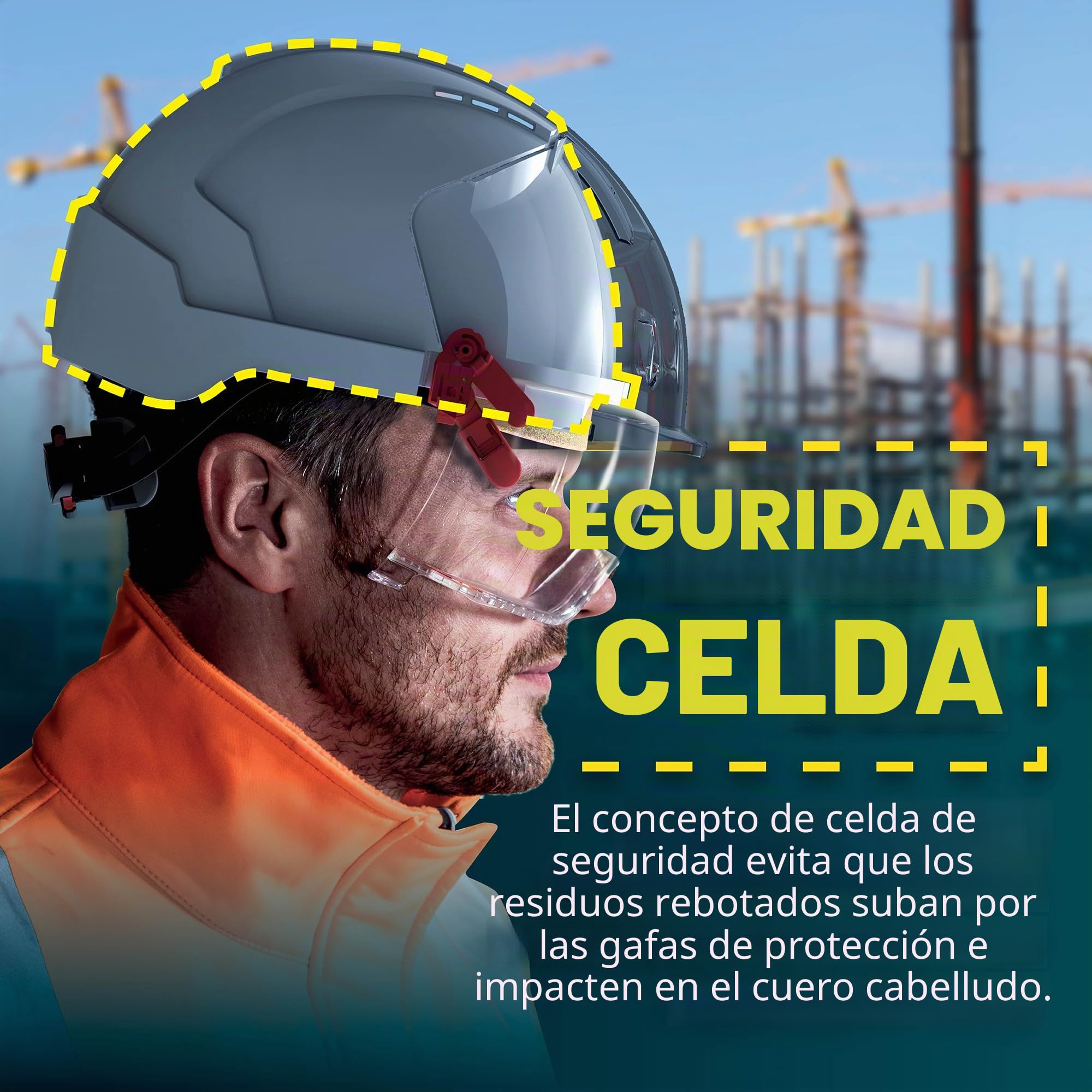 JSP EVO VISTALENS Casco de Seguridad con Protección Ocular Integrada Resistente a Impactos - Ventilado - Blanco/Ahumado - Carcasa ABS - para Demolición, Obras y Carreteras - EN 397