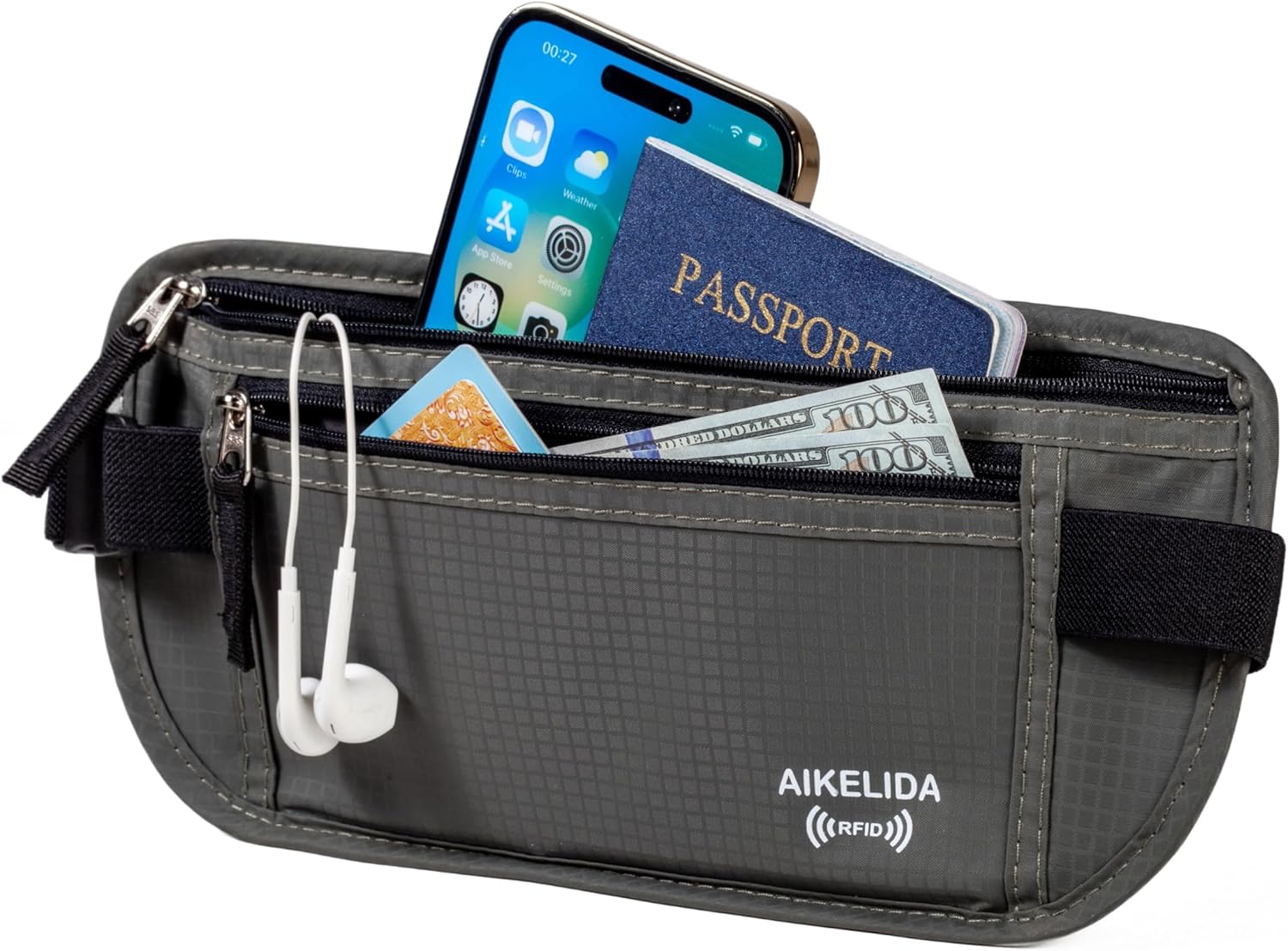 RFID Blocking Passport Holder - Money Belt & Travel Wallet, Travel Belt Bag Fanny Pack for Women Men thumbnail