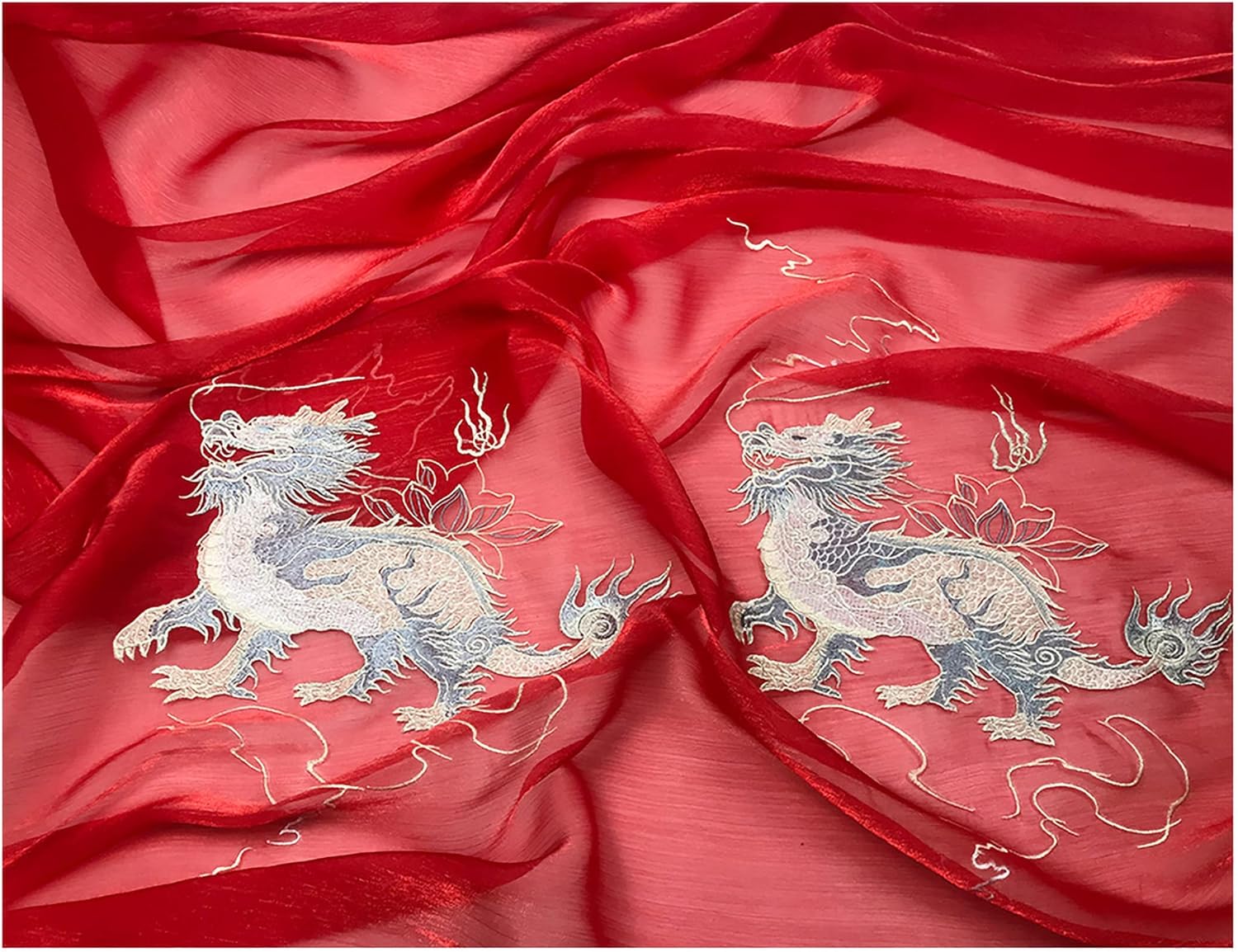 FBITE High Grade Fabric,Chiffon Fabric Kirin Embroidered