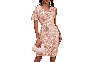 Women Sequin One Sleeve Cocktail Dress