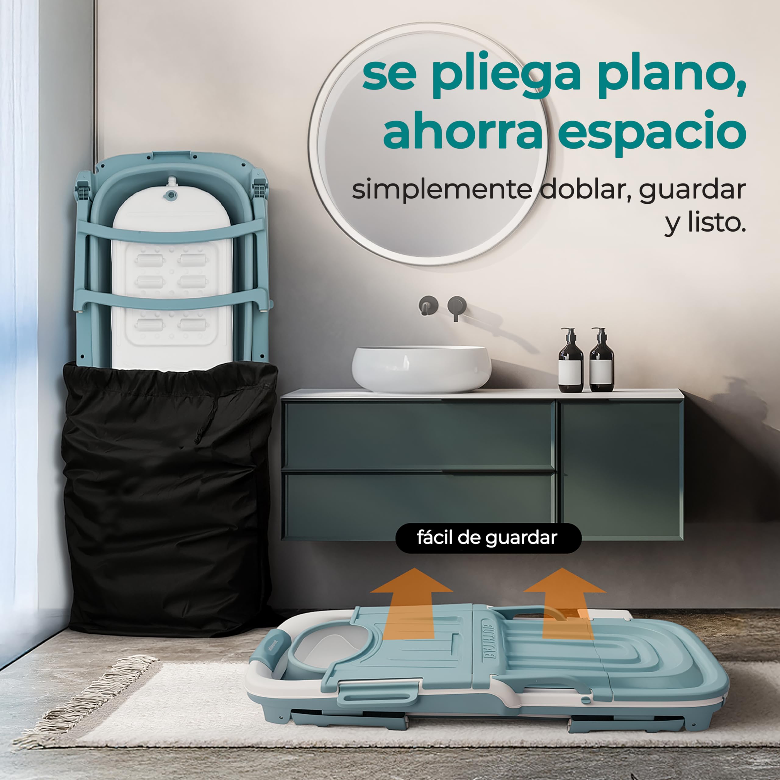 SereneLife bañera plegable para adultos, 150cms, Portatil, Independiente para spa caliente o baño de hielo, Cold plunge, Uso en interiores y exteriores, Ideal para mascotas tambien