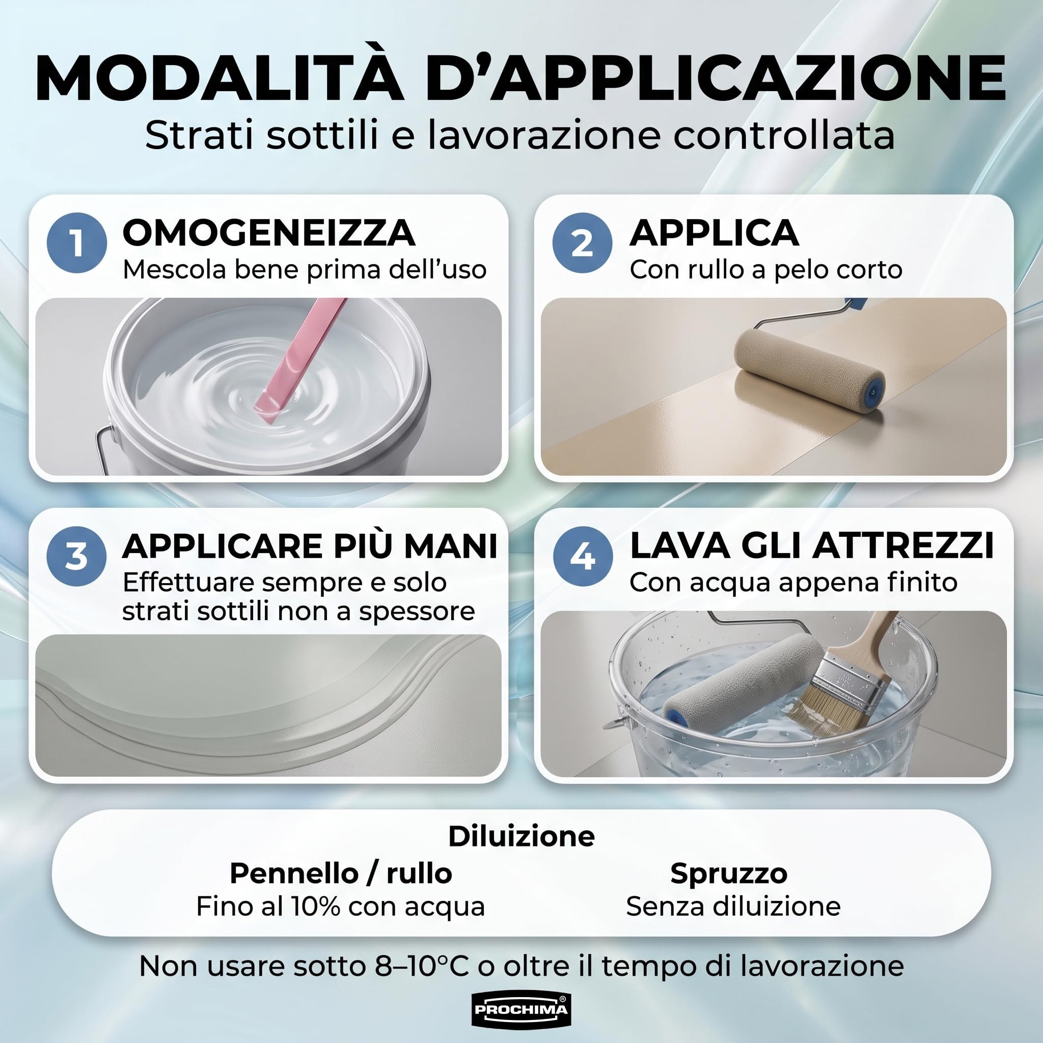 PROCHIMA - FINISH 1K Opaco, Trasparente, Formato da 1 Kg, Finitura Acrilica all’Acqua VOC Zero, Protezione Pavimenti in Resina, Ideale per Interni ed Esterni Civili e Commerciali