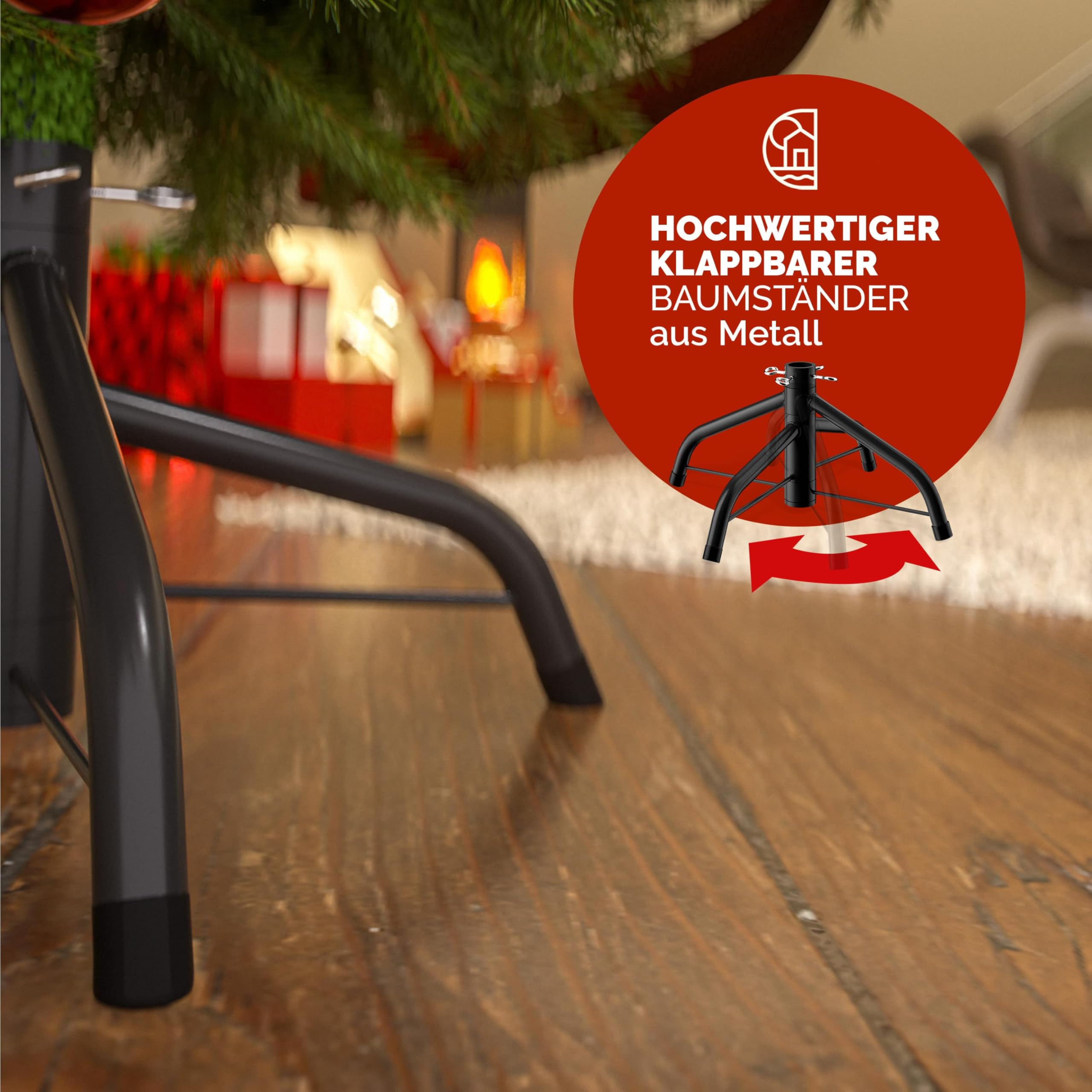 CASARIA® Weihnachtsbaum künstlich 150cm dichte Spitzen schneller Aufbau Metallständer naturgetreu schwer entflammbar grün Tannenbaum Deko Christmas