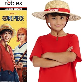 Rubies One Piece Monkey D. Luffy Kids Straw Hat with Red Band and Cord