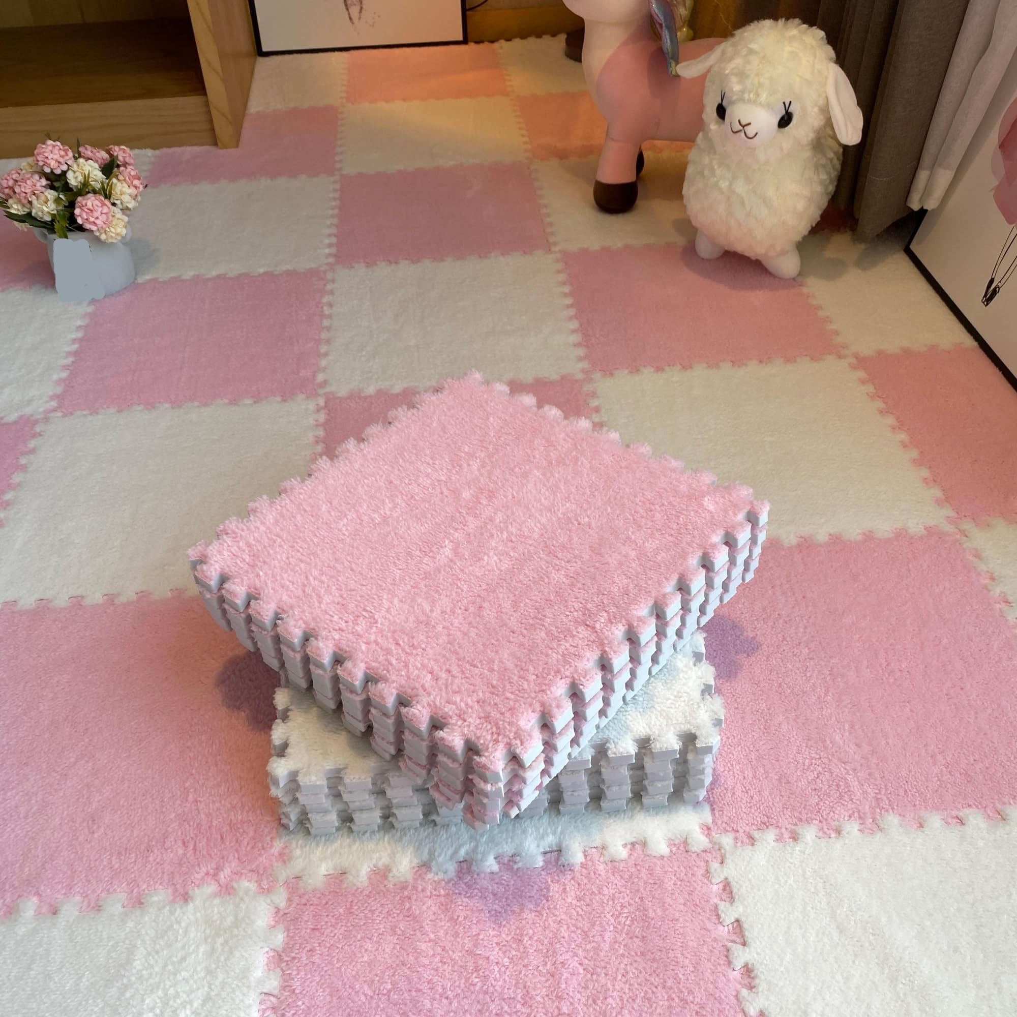 Alfombrilla Puzle Gomaespuma Alfombra Suave de la Felpa Estera Espuma EVA Que entrelaza Alfombra y 30 * 30 CM del Piso Tejas Ejercicio(Color 1,1cm-20pcs)