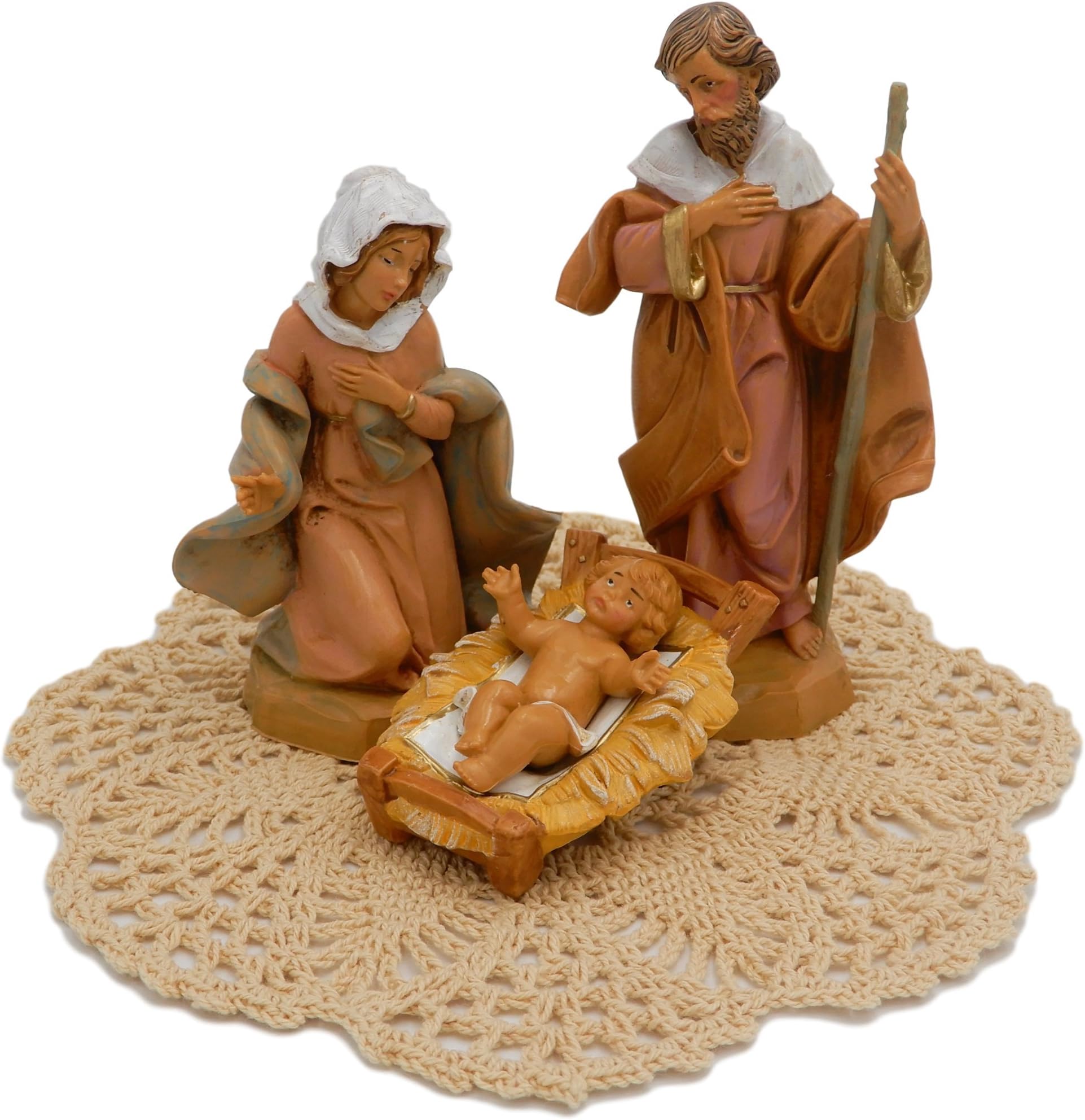 Fontanini by Roman Nativity Set and Figurines with Westbraid Doily (Holy Family, Figurines)