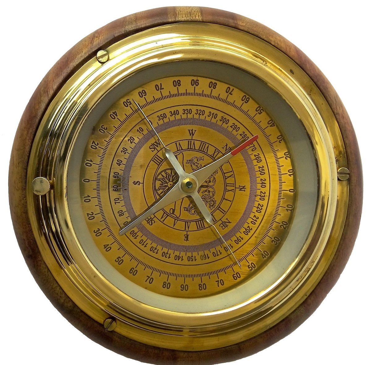 Bussola nautica Kartique in Legno n Ottone in Finitura Oro