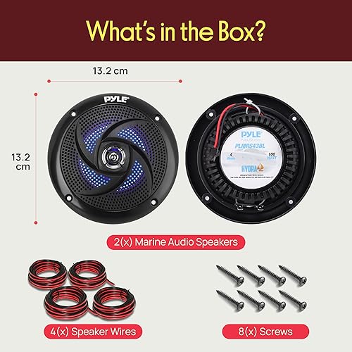 Miniatura 7 de Pyle Altavoces marinos  4 pulgadas, 2 vías, impermeables, resistentes a la intemperie, sistema de sonido estéreo de audio para exteriores con luces