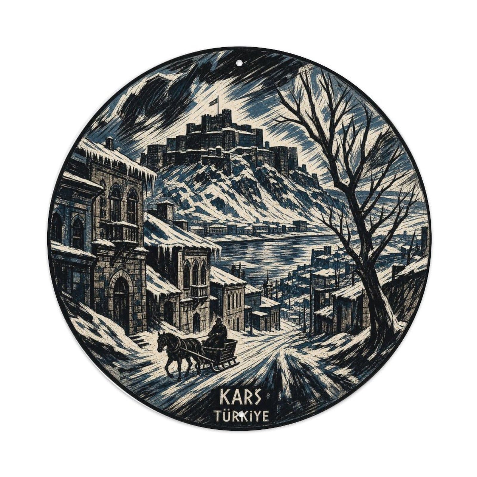 Kars Turkey Snow City Heritage Expressionist Metal Tin Sign