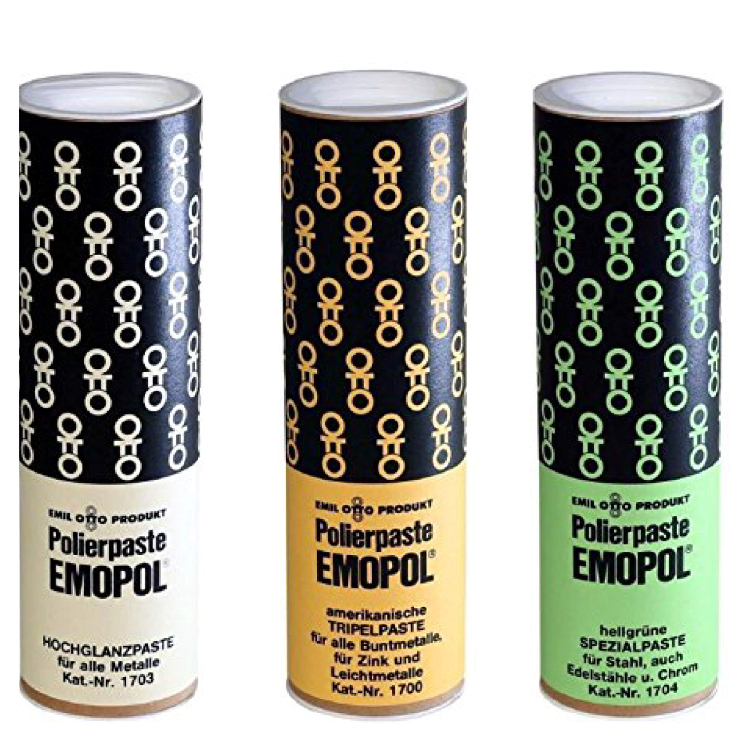 EMOPOL Polierpasten Trio (1 x Spezialpaste Hellgrün 300 g, 1 x TRIPELPASTE 300 g, 1 x HOCHGLANZPASTE 300 g)