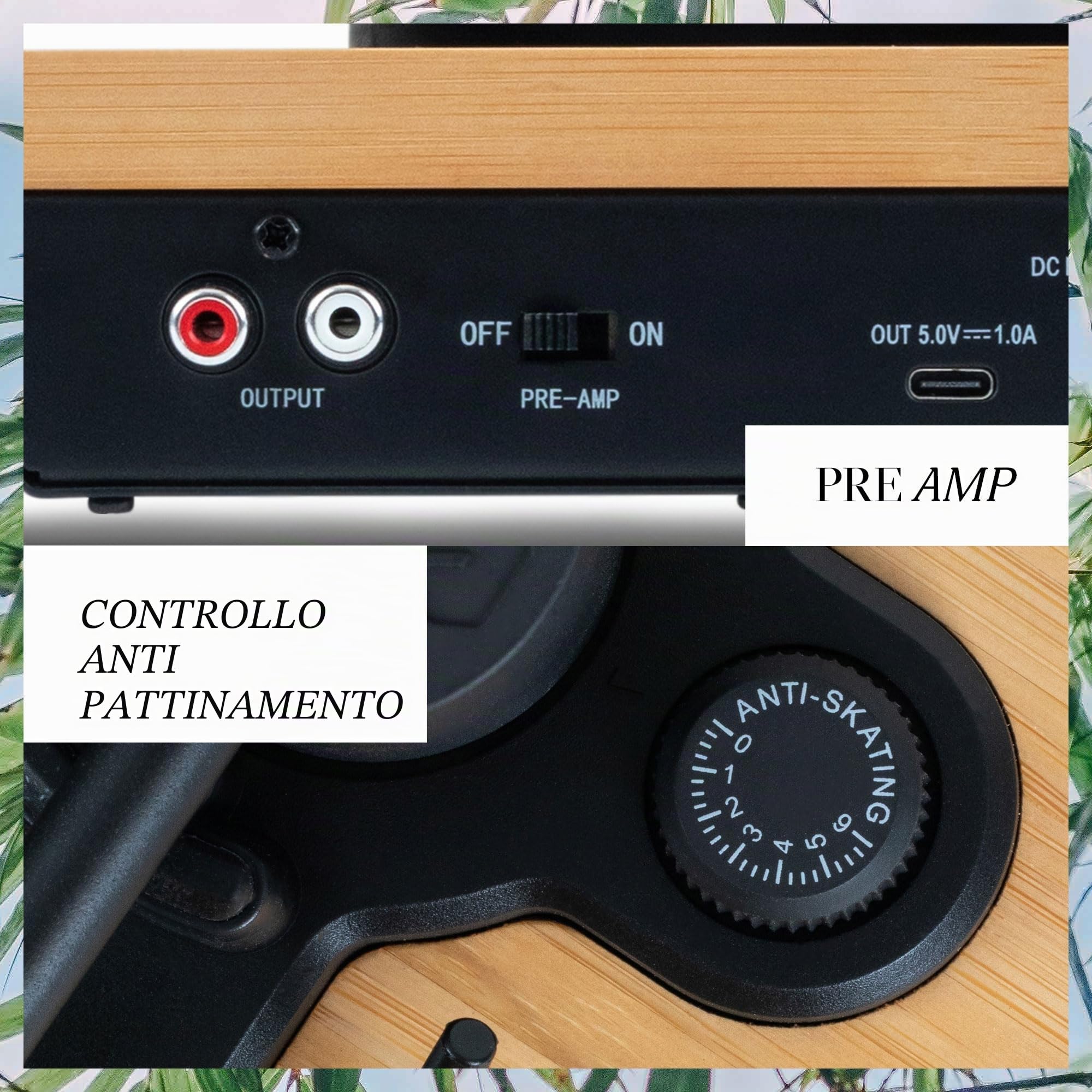 House of Marley Stir It Up Lux Giradischi Wireless – Giradischi Bluetooth per Vinili, 2 Velocità, realizzato in Materiali Sostenibili, Piatto in Vetro, Stilo Ellittico AT-95E, Bamboo