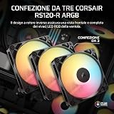 CORSAIR RS120-R Ventole ARGB PWM 120mm Inverse Flow – 3 Pezzi – 8 LED RGB, Connessioni ARGB a +5V, Alta Pressione Statica, Daisy-Chain, Cuscinetto Magnetico, Modalità Zero RPM – Nero - 2