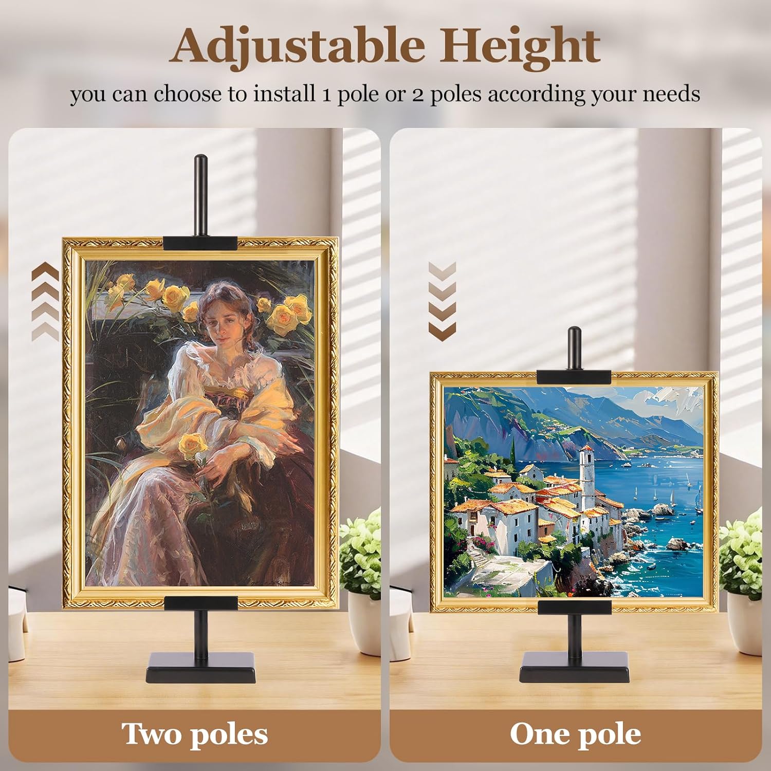 1pcs Adjustable Tabletop Easel Stand for Picture Frames, Picture Easels for Display, Gold Easel, Picture Frame Stand, Adjustable Art Easel.(30inch,Black)