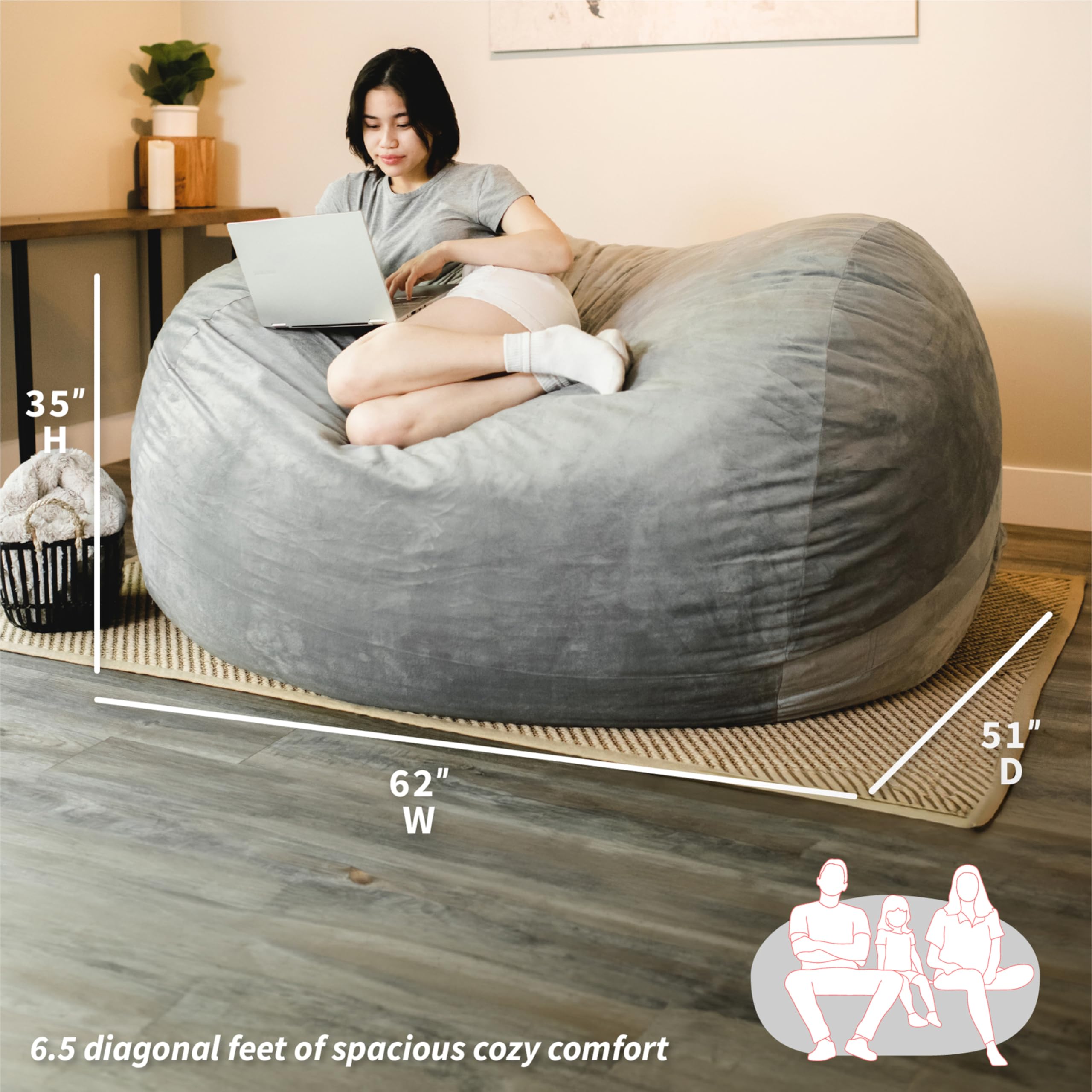 Amazon.com: Big Joe Fuf XL Cover Only Machine Washable, Gray Plush