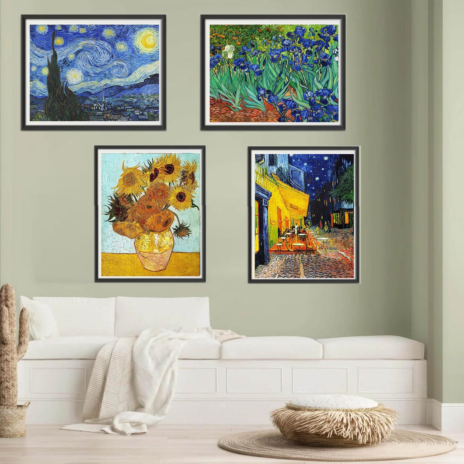 VeGuude Paint by Numbers for Adults and Beginner, 4 Pack (16x19inch) Van Gogh Starry Night Painting by Number Kits On Canvas, Without Frame DIY Oil Painting Acrylic Paints, Home Wall Decor Gift