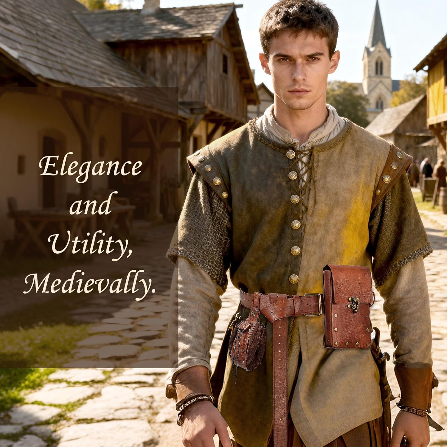 Renaissance Medieval Belt Pouch Set - Renaissance Accessories with Pirate Belt Pouch for Halloween Cosplay & LARP - Image 5