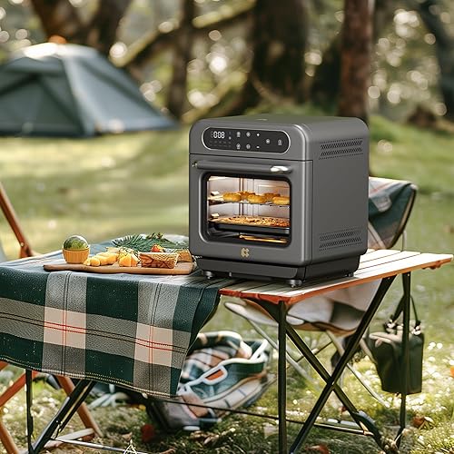 Miniatura 6 de CIARRA Horno de vapor de sobremesa 8 en 1 con freidora de aire, mini horno tostador de convección de 13QT con vapor, vapor rápido, freidora de aire,