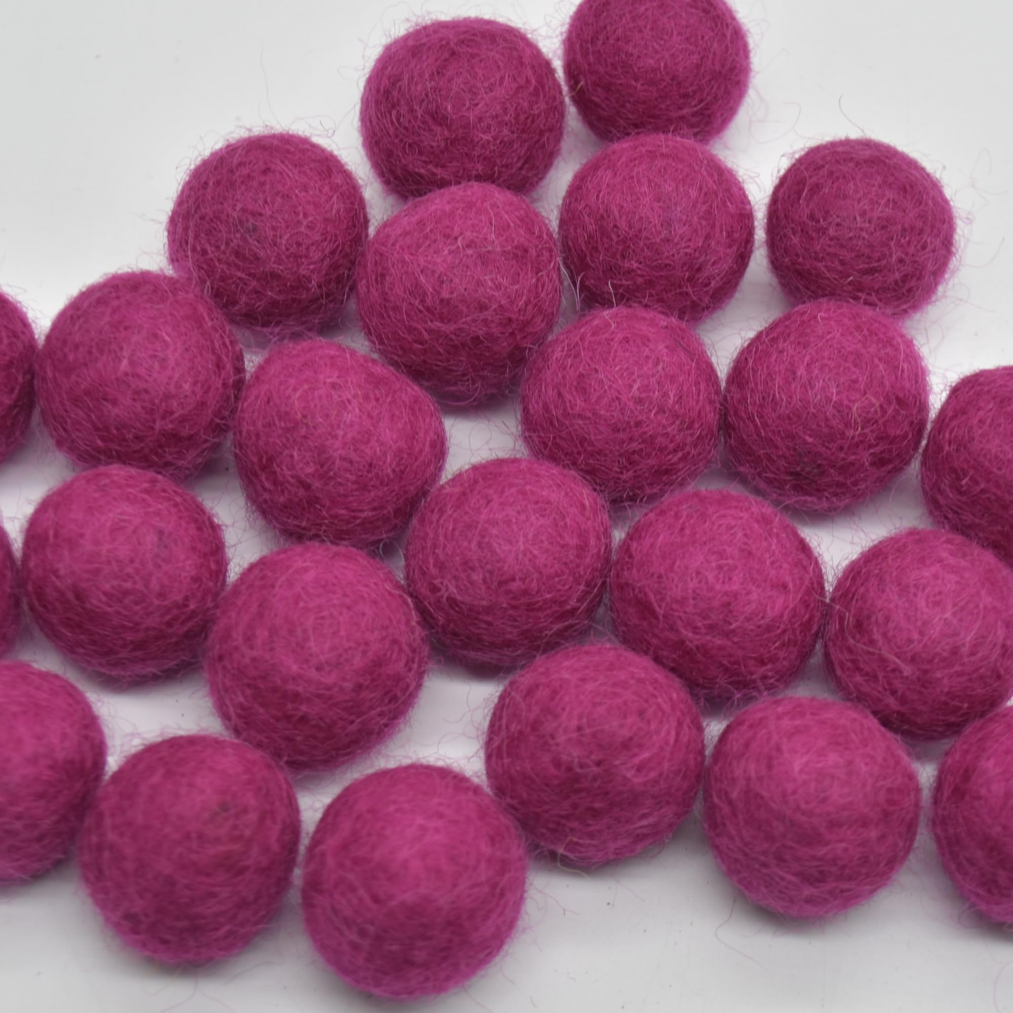 100% Wool Felt Balls 2cm - 100 Count - Azalea Pink