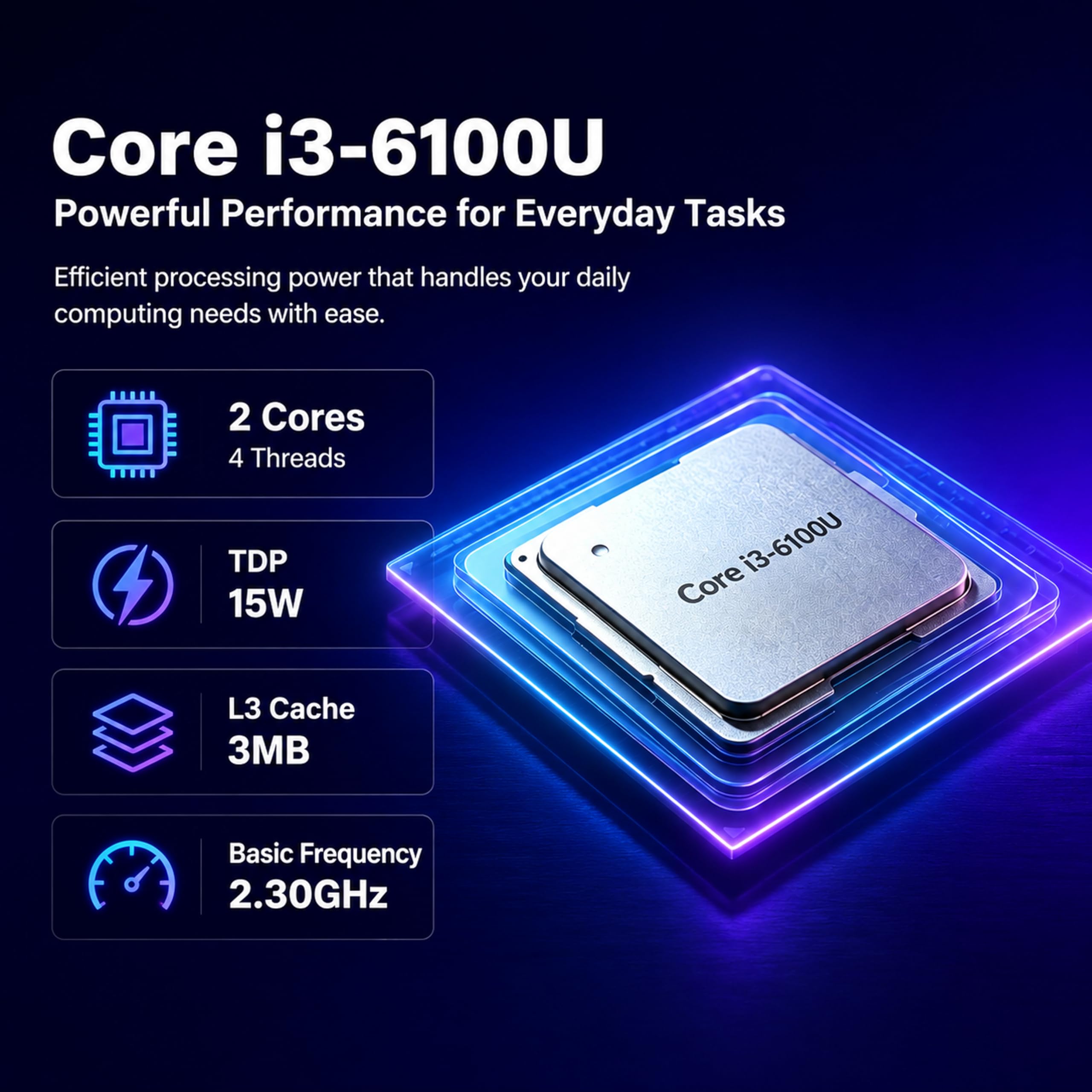 Ordinateur Portable 15.6" FHD Core i3-6100U Dual-Cœur, 8 Go RAM 256 Go SSD | PC Portable pour Étudiants, Télétravail et Bureau, Clavier Rétroéclairé, USB 3.0, HDMI, WiFi 5, Bluetooth 5.0