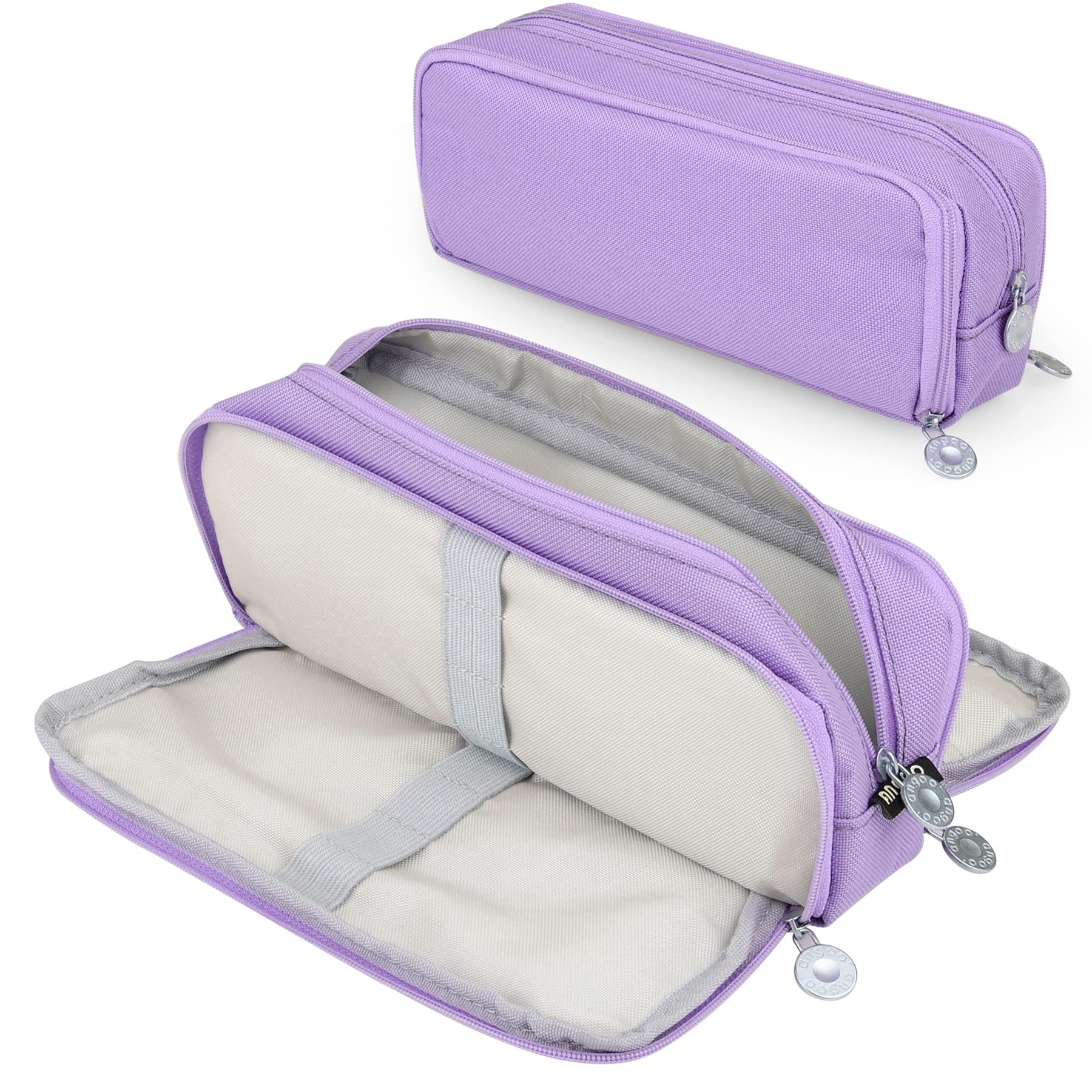 Coolzon Estuche, Grande para Lápices Estuches con 3 Cremalleras Papelería de Oficina, útiles Escolares para Niñas Niños Adolescentes Estudiantes Adultos (Morado)