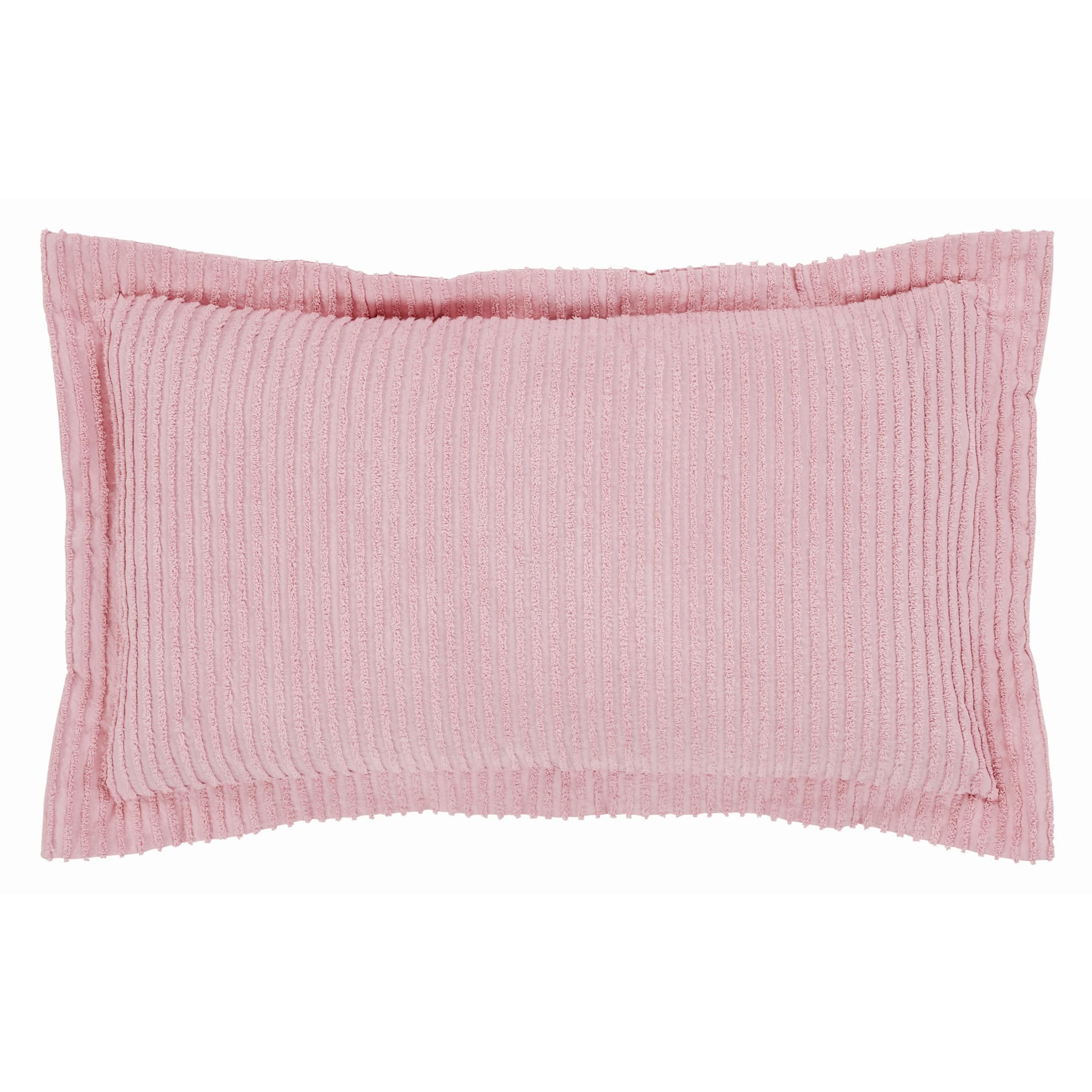 Better Trends Jullian Collection is Super Soft and Light Weight in Bold Stripes Design 100% Cotton Tufted Unique Luxurious Machine Washable Tumble Dry, King Sham, Pink