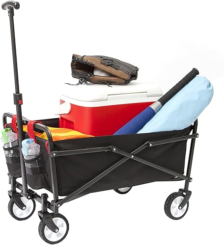 YSC Plegable plegable playa al aire libre utilitario vagón (negro)