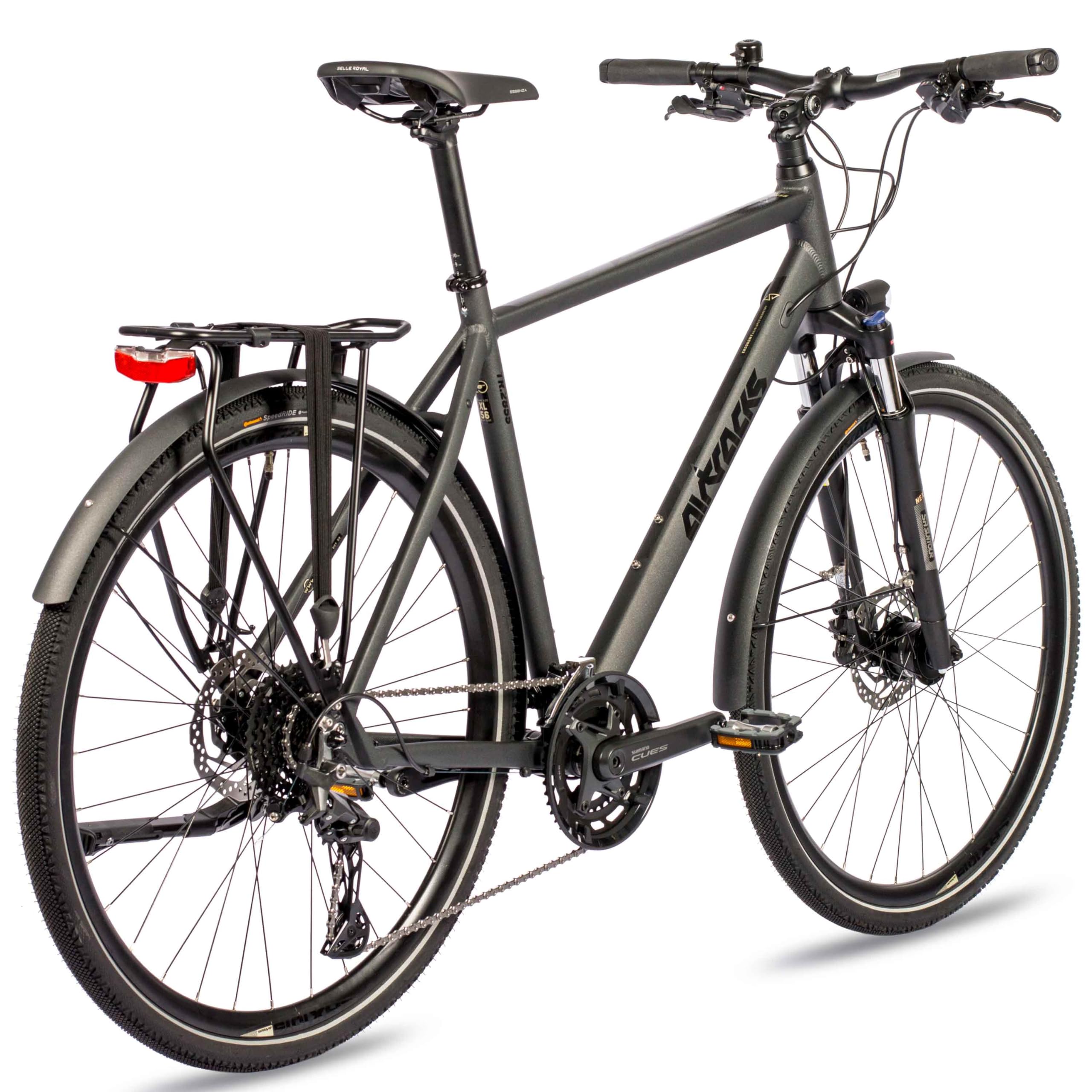 Airtracks Herren Trekking Fahrrad 28 Zoll Trekkingrad TR.2855-C 2x10 Gang Shimano CUES RD-U6020-10 Shadow Black Schwarz Rahmenhöhen 52cm 56cm Modell 2026