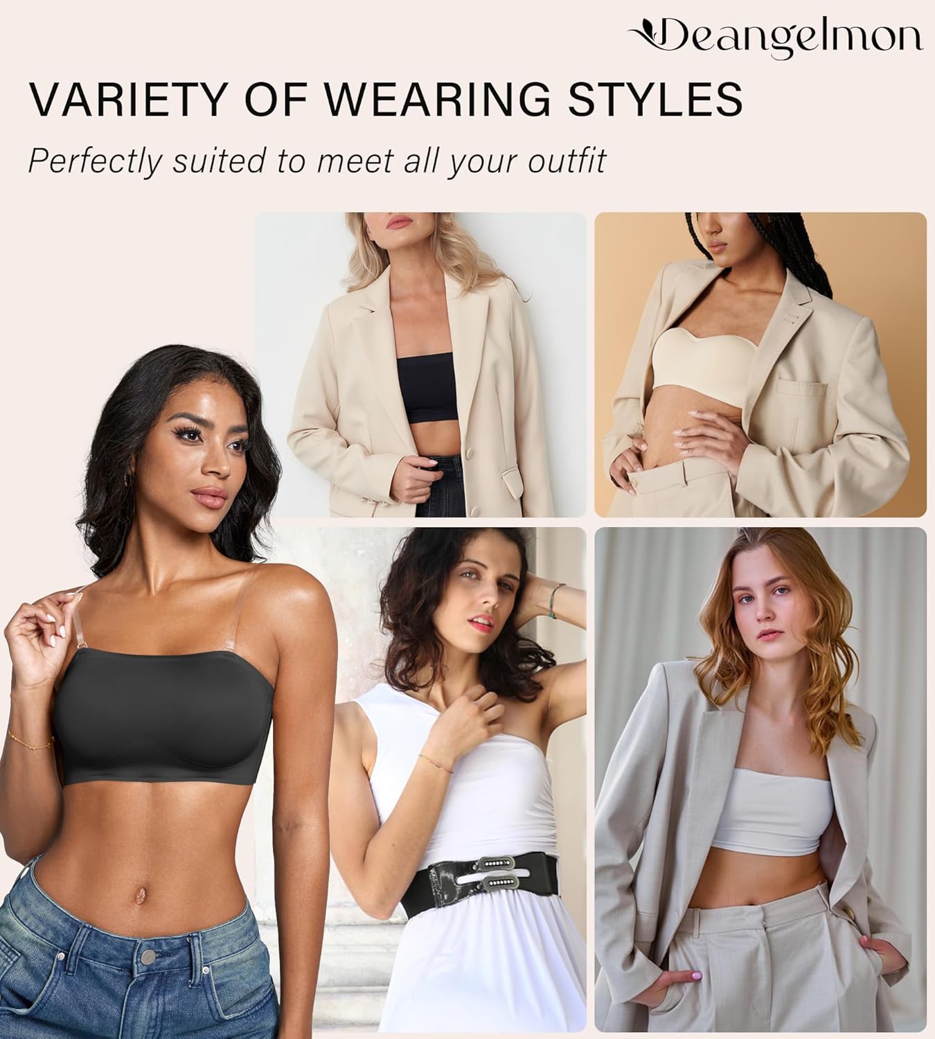 DEANGELMON Strapless Bras for Women Non-Slip Silicone Bandeau Seamless Tube Top Bralette Comfy Non Padded Stretchy Stylish - Image 6