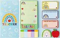 Vista 17 de Xqumoi 12 Pack Teaching is A Work of Heart Sticky Notes Set - Ruler Blackboard Pencil Apple Shape Self-Stick Note Pads Teacher Appreciation Gift