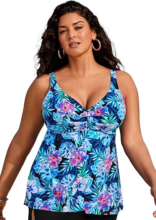 ملابس سباحة لجميع النساء مقاس حمالة الصدر Sweetheart Underwire Tankini Top Plus