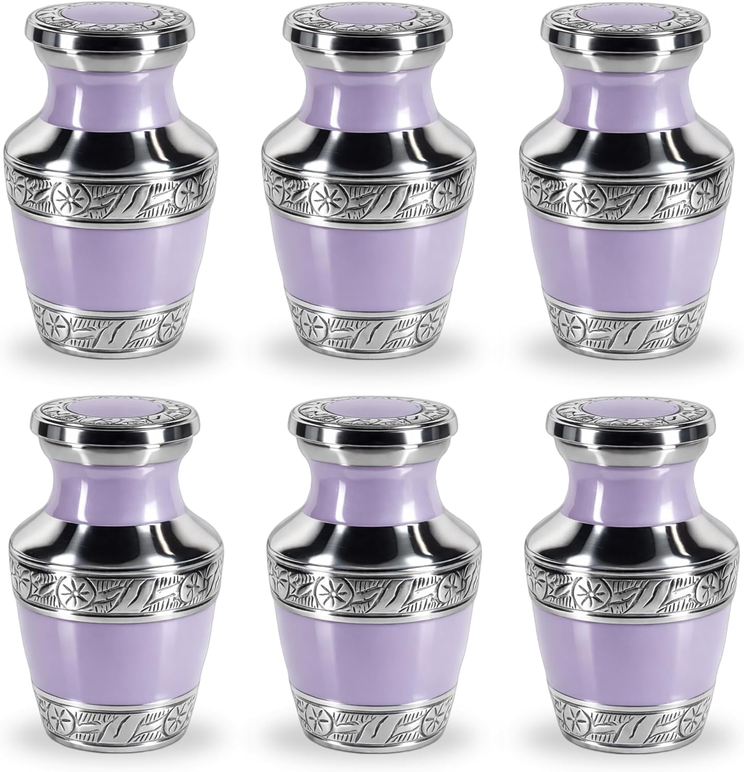 Small Urns for Human Ashes Keepsake – Mini Sharing Urn Sets for Women – Memorial Cremation Urns for Family & Loved Ones (Purple, Set of 6)