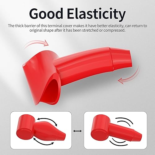 Miniatura 9 de Paquete de 10 cubiertas de terminal de batería para poste de batería de 14", 516", 38", cubierta protectora de terminal de silicona para cable de