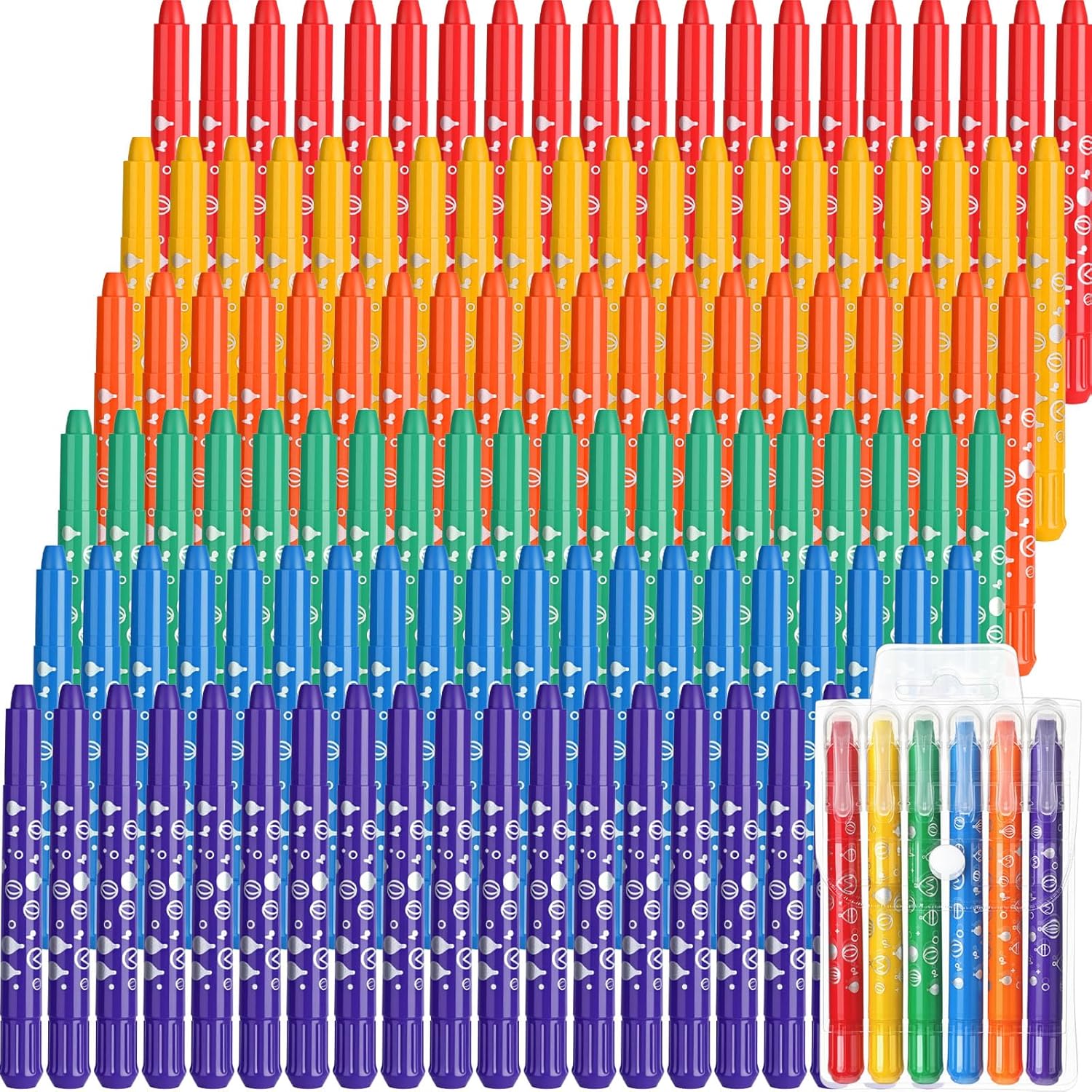 Lewtemi 120 Pcs Gel Crayons 6 Watercolor Rainbow Crayons Easter Basket Stuffers Twistable Washable Tempera Paint Sticks Art Drawing Painting Supplies for Paper, Glass, Mirrors and Windows