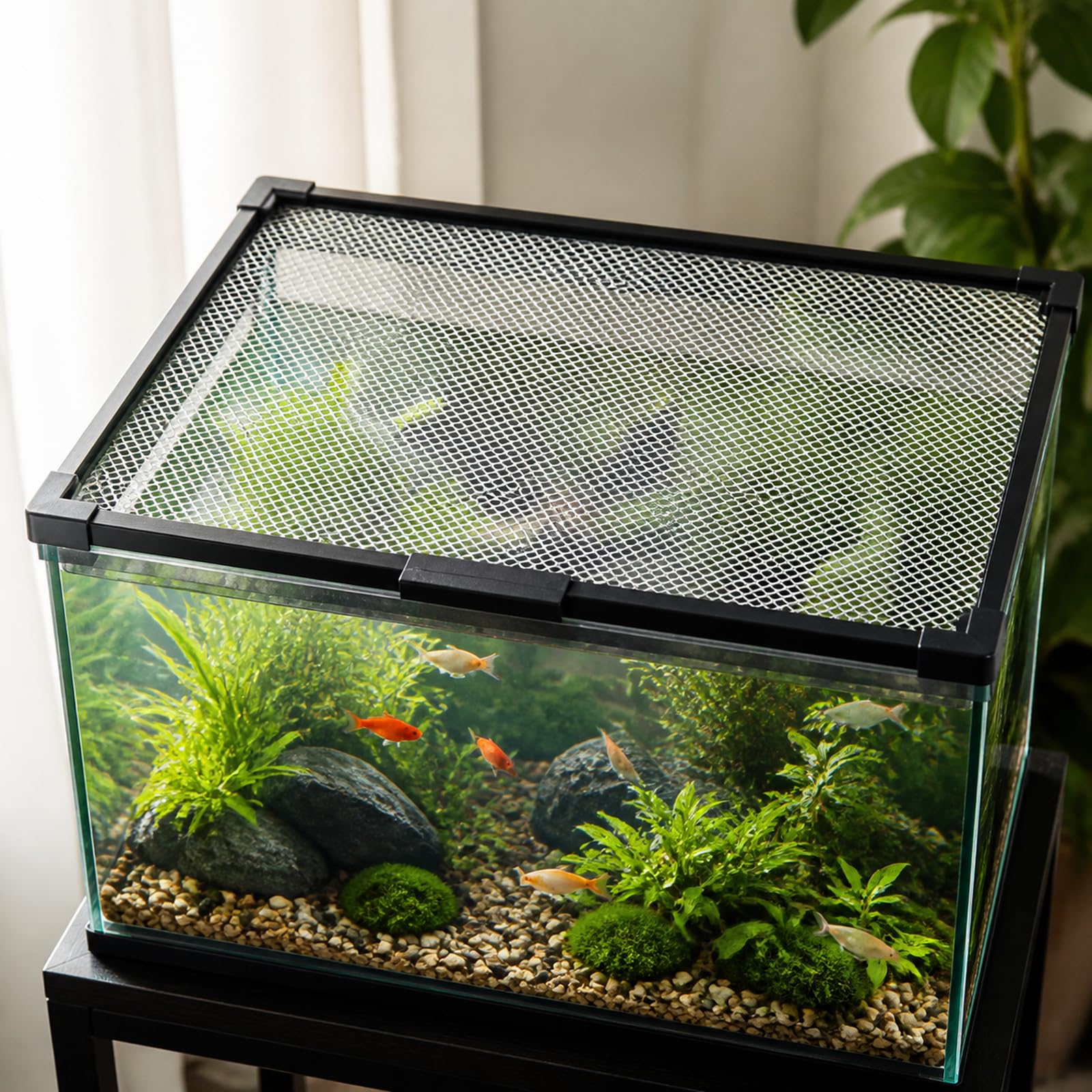 Magnetische Aquariumabdeckung,Fischtankdeckel Schutznetz,Fischs Aquarium Anti-Jumping Netzabdeckung,Transparency,Zuschneidbar,für Büros und Lobbys,Reisen,Tierhandlungen