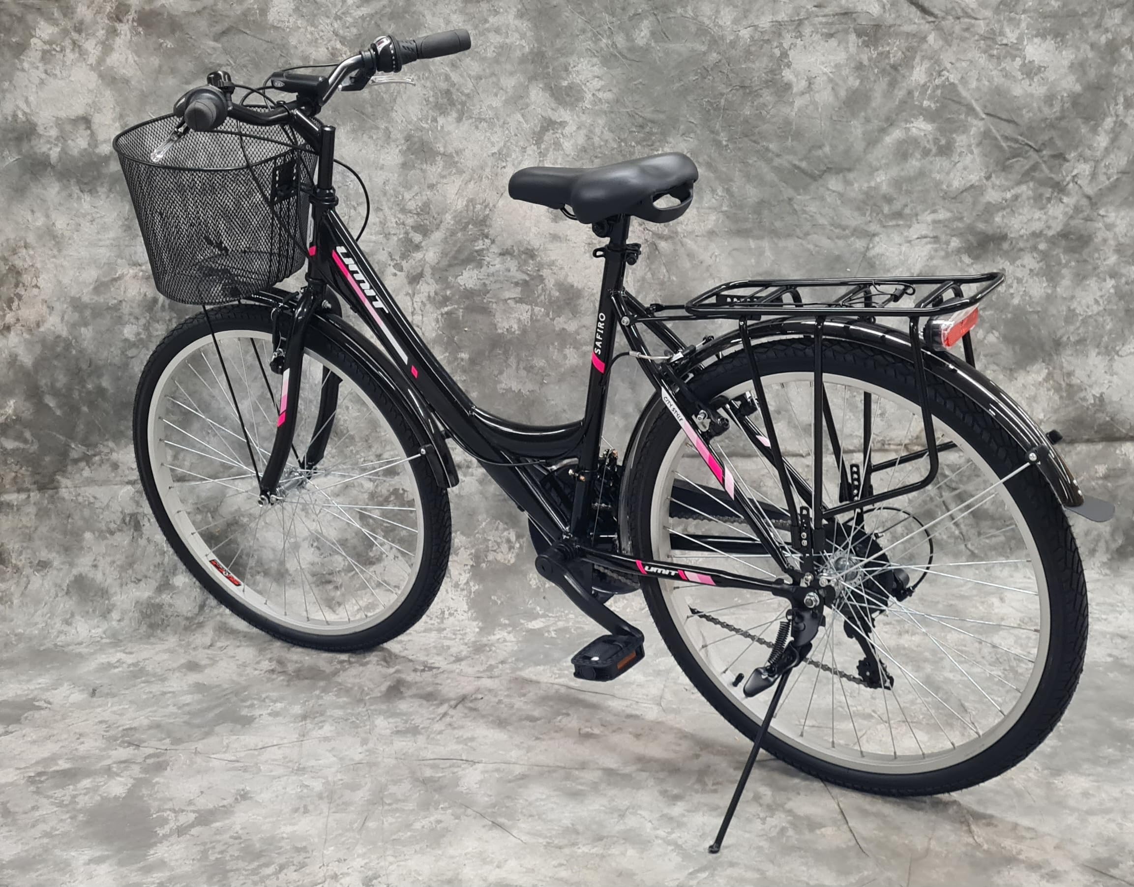 Generisch 26 Zoll Damencityrad SAFIRO 21-Gang Kettenschaltung, Gepäckträger, Korb NEU 2608-Schwarz Bitte BEACHTEN AB 155 cm KÖPERGRÖSSE GEEIGNET !!!!!!!