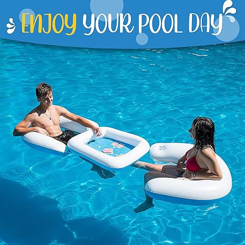 Miniatura 8 de Zone Tech - Juego de estación de juego con cartas impermeables para piscina o playa azulblanco (1 juego de juego)