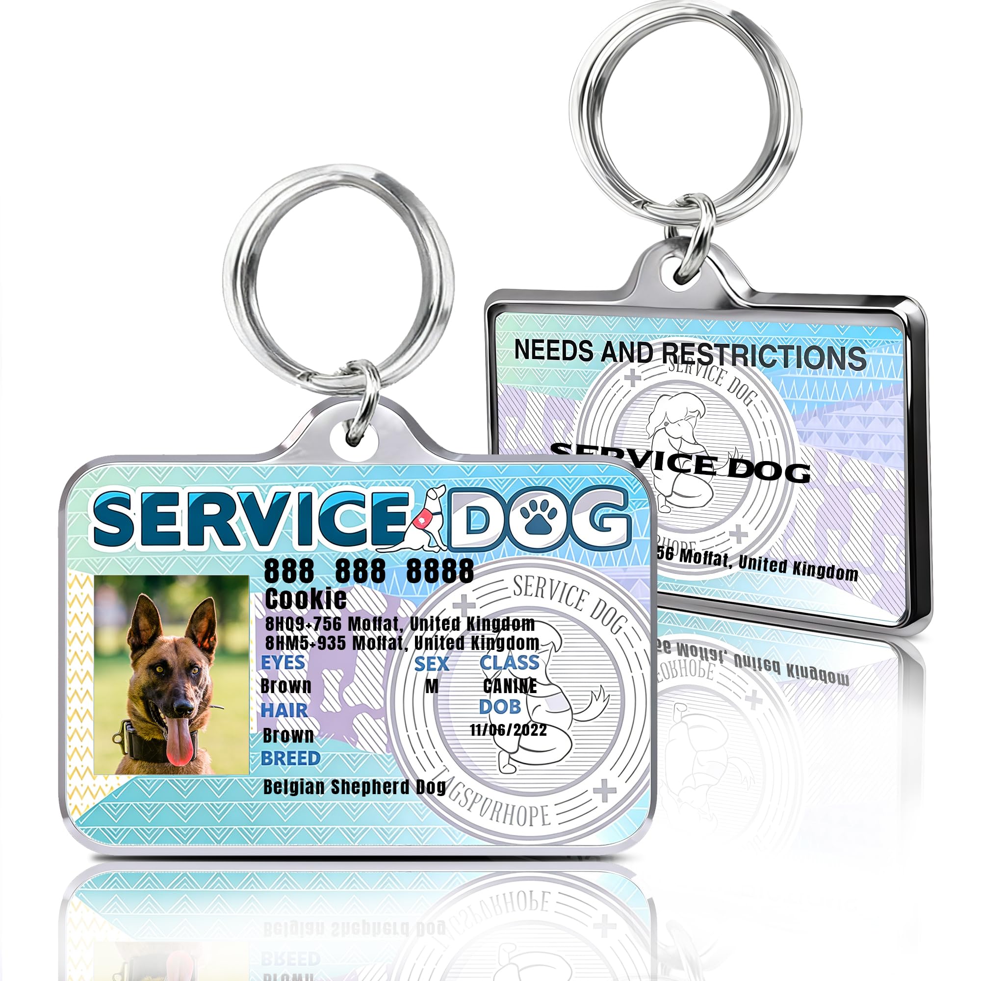 toyofmine Custom Pet ID Card Tag - Personalized Dog Identity Card Tag