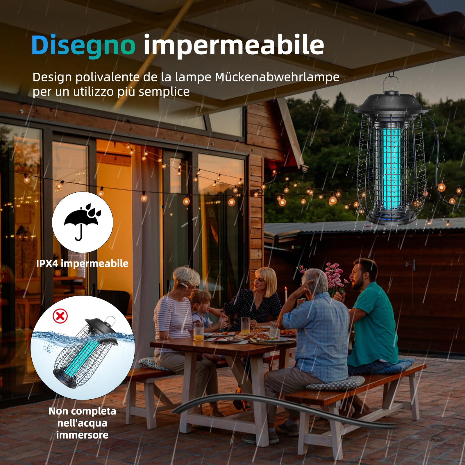 Lampada Antizanzare, Trappola Zanzare ad Alta Prestazione con 4250V 20W UV – Antizanzare Elettrico per Interni ed Esterni, Impermeabile IPX4, Rachetta Zanzare Elettrica per Casa, Giardino e Terrazza.