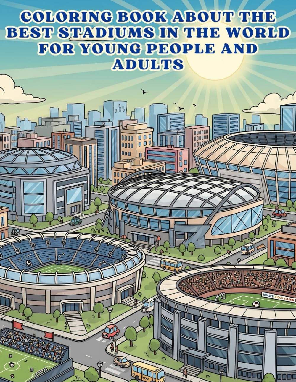 COLORING BOOK ABOUT THE BEST STADIUMS IN THE WORLD FOR YOUNG PEOPLE AND ADULTS