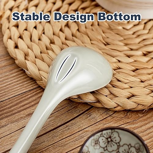 Miniatura 3 de Cuchara de sopa asiática, cucharas de ramen de cerámica, estilo japonés para Pho, sopa de miso, albóndigas, fideos, wonton chino apto para