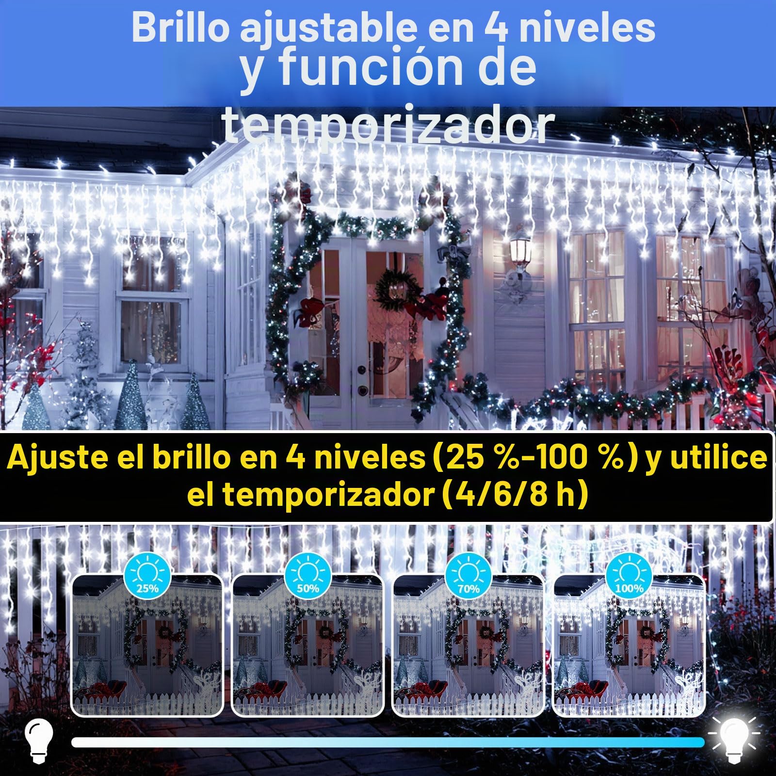 Cortina Luces Solares,Energía Solar y Recargable,20m+5m 660 Led IP65 Guirnalda Luces Navidad Exterior Interior, Con 8 Modos, Temporizador, Iluminación Navideña para Fiestas Bodas Jardín Balcon Ventana