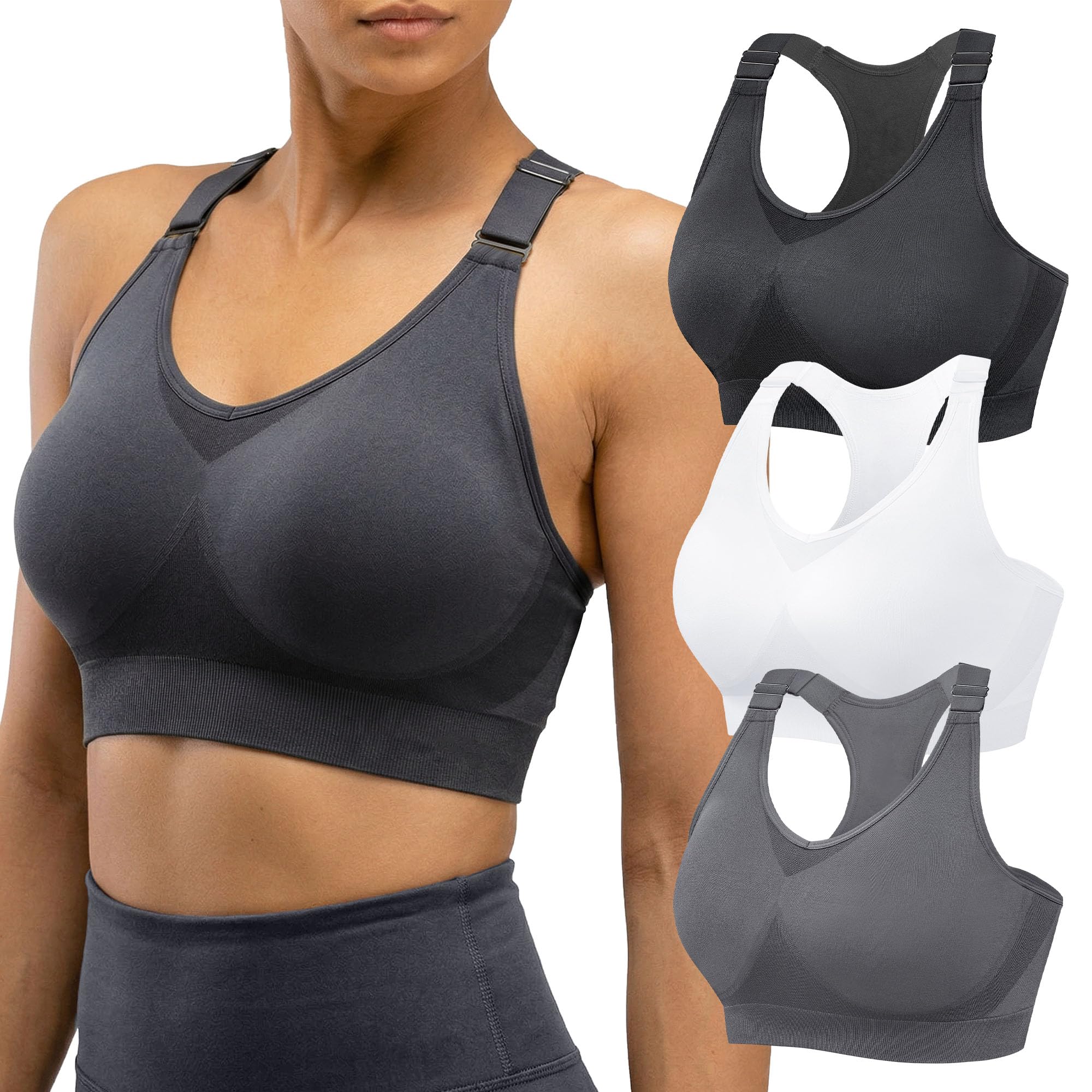 FITTIN Racerback Sports Bra 3 Pack