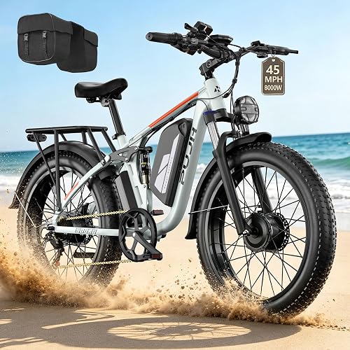 8000W 60V Dual Motor Electric Bike Up to 100Mi 24" Fat Tire for Adults