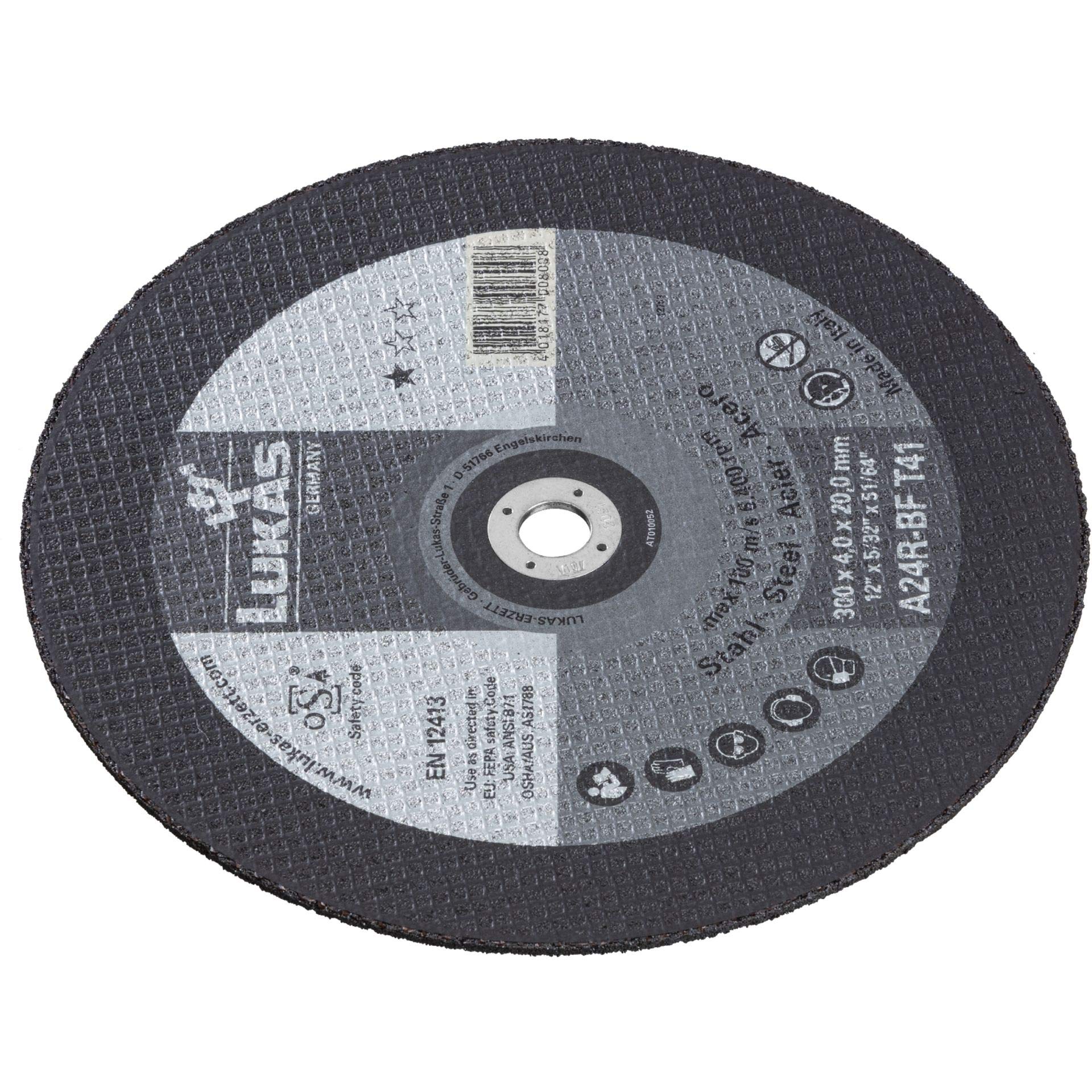LUKAS - Disco da taglio T41 per acciaio 300 x 4 mm, dritto, per bruciatori a benzina, A24R-BF