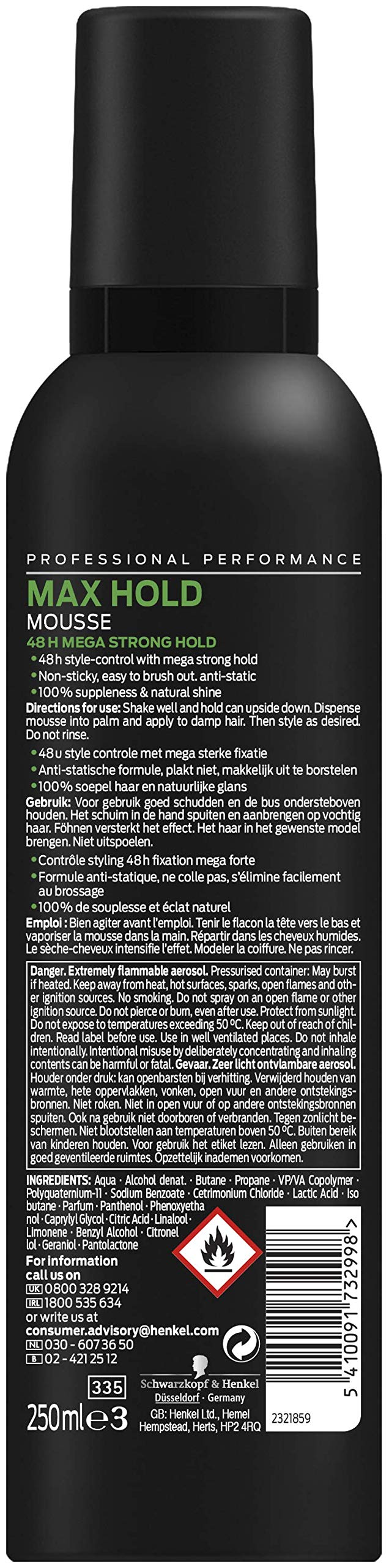 Syoss Max Hold Haarmousse 250ml, 6 Stück