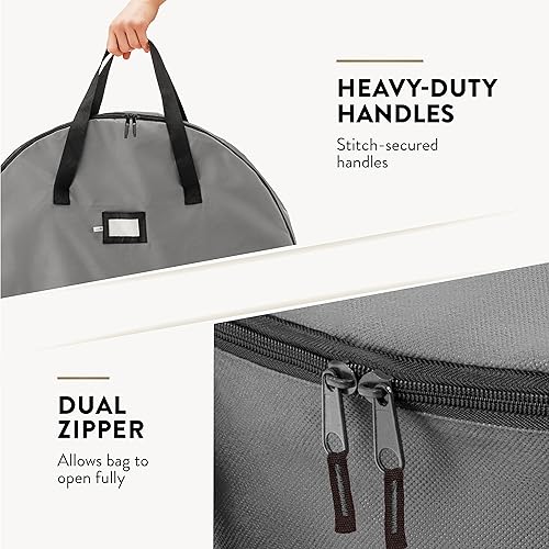 Vista 33 de Paquete de 2 bolsas de almacenamiento para corona, 61 cm - Coronas artificiales, asas duraderas, doble cremallera y ranura para tarjetas, contenedor