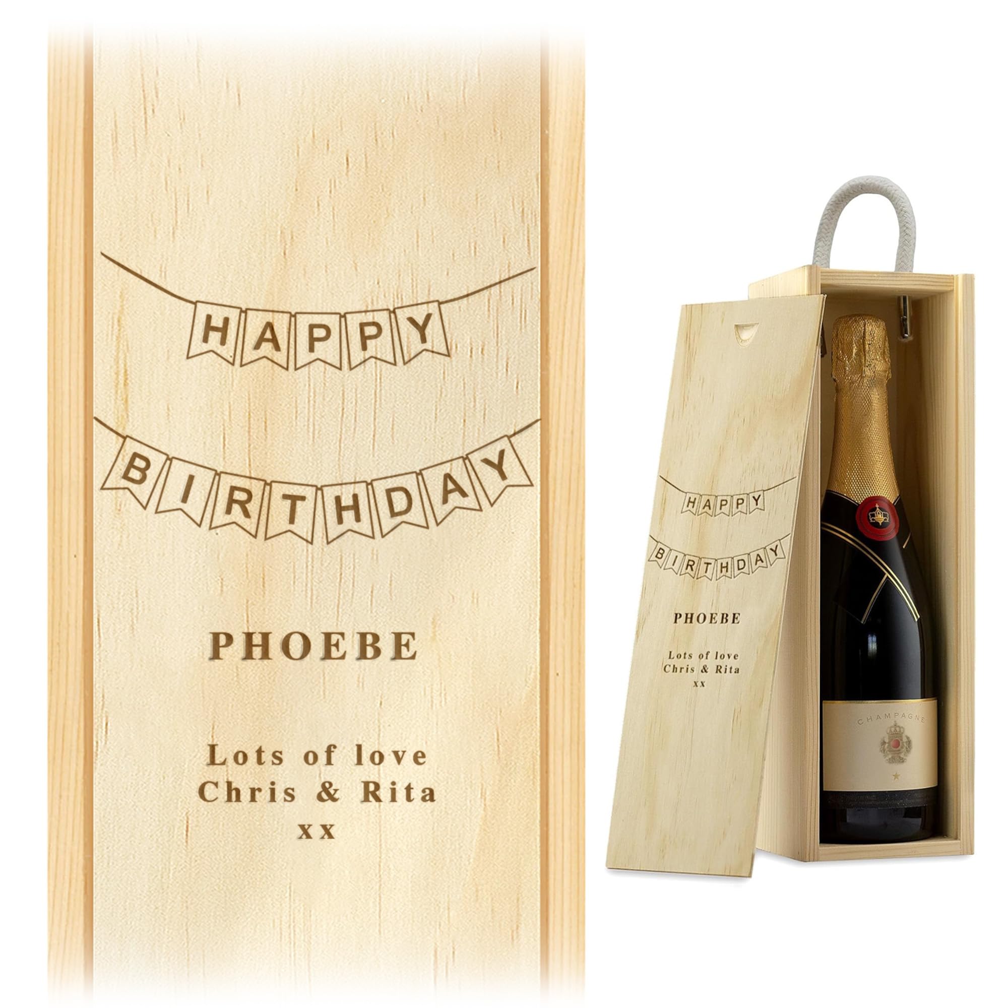 A1 Graphics Ltd Personalised Wine Box Custom Laser Engraved Gift Birthday Christmas Anniversary Design 8 (Natural)
