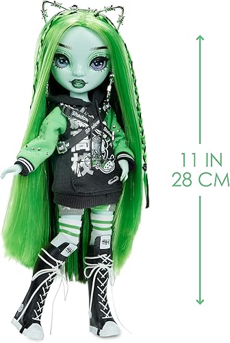 Miniatura 4 de Rainbow Vision Shadow High Neon Shadow- Muñeca Harley Limestone (verde neón) Posable. 2 trajes de diseñador para mezclar y combinar, juego de